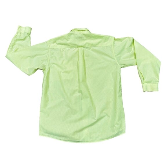 Cinch Mens Button Down Shirt Size XL Lime Green Striped Long Sleeve 100% Cotton - Picture 3 of 5
